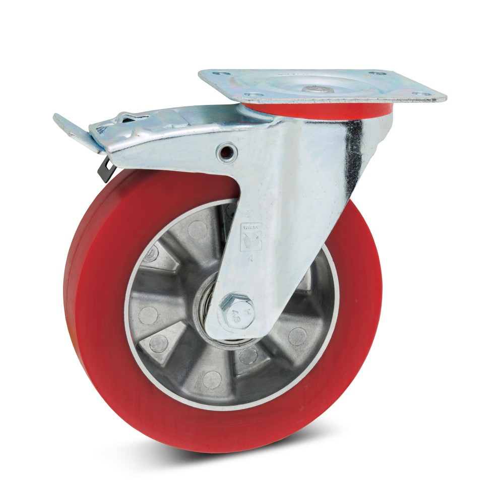 Illustration du produit: Roue directrice Wicke en PU souple, dispositif de blocage intégré, Ø x l 100 x 40 mm, capacité de charge 180 kg