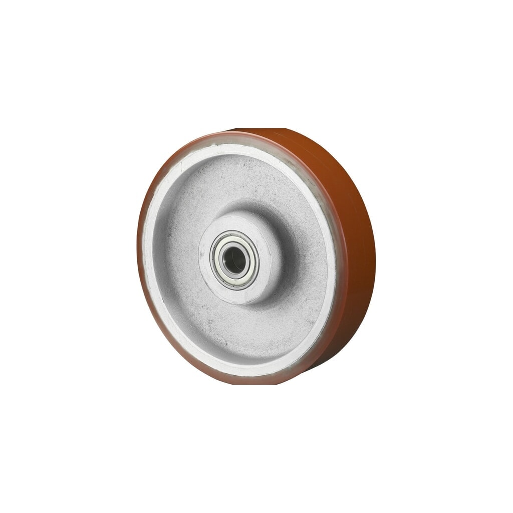 Roue en polyuréthane moulé Prothane®, roulement à billes, jante en fonte