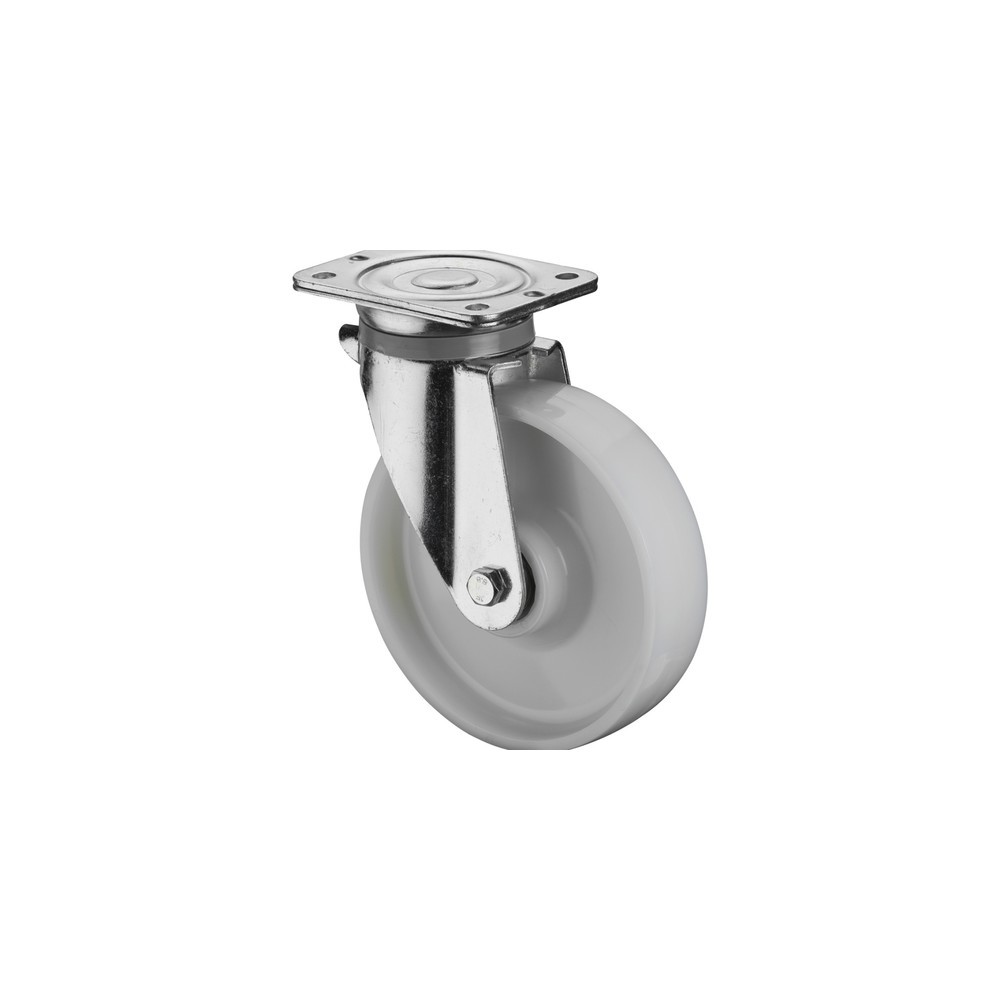 Illustration du produit: Roulette pour charges lourdes en plastique, roue directrice, roulement à billes, plaque Ø x largeur 100 x 35 mm, capacité de charge 500 kg