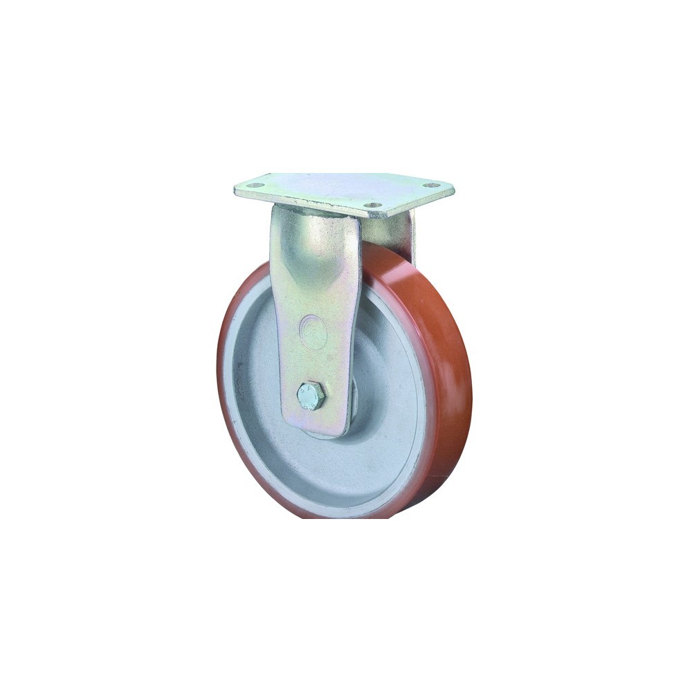 Illustration du produit: Roulette pour charges lourdes en polyuréthane moulé Prothane®, roue fixe, roulement à billes, plaque, Ø x largeur 100 x 50 mm, capacité de charge 400 kg