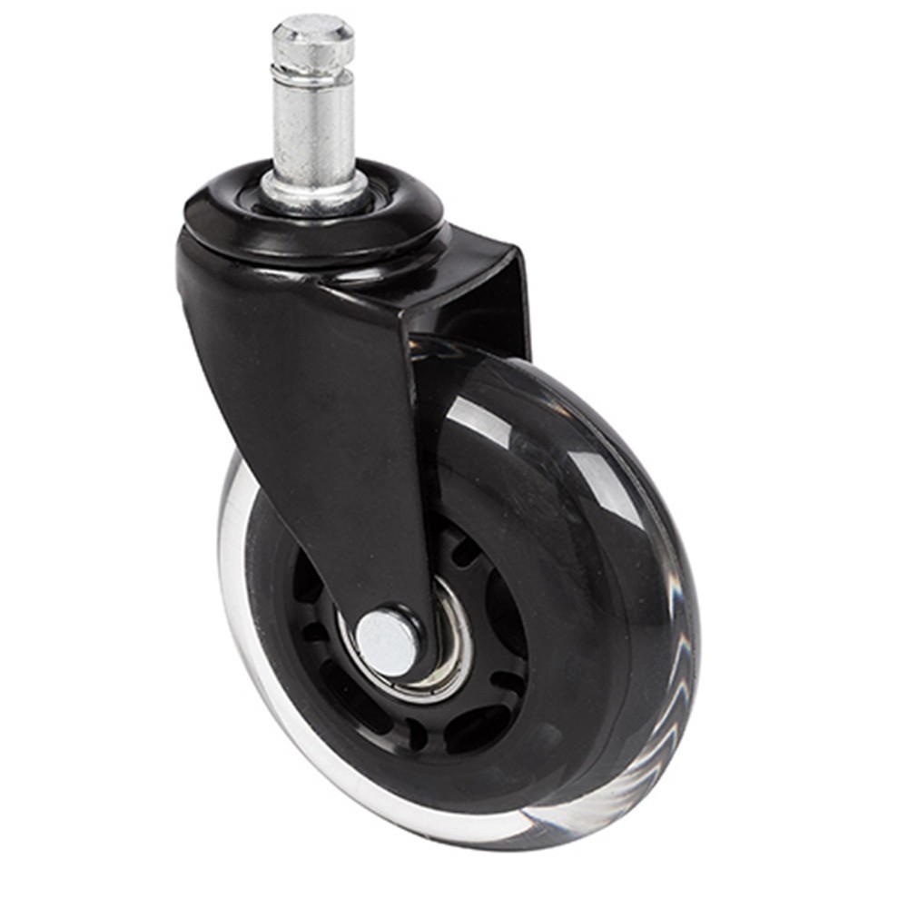 Illustration du produit: 5x roulettes pour sols durs hjh OFFICE ROLO SKATE 11 mm / 75 mm roulettes de chaise de bureau noires / transparentes (lot de 5)