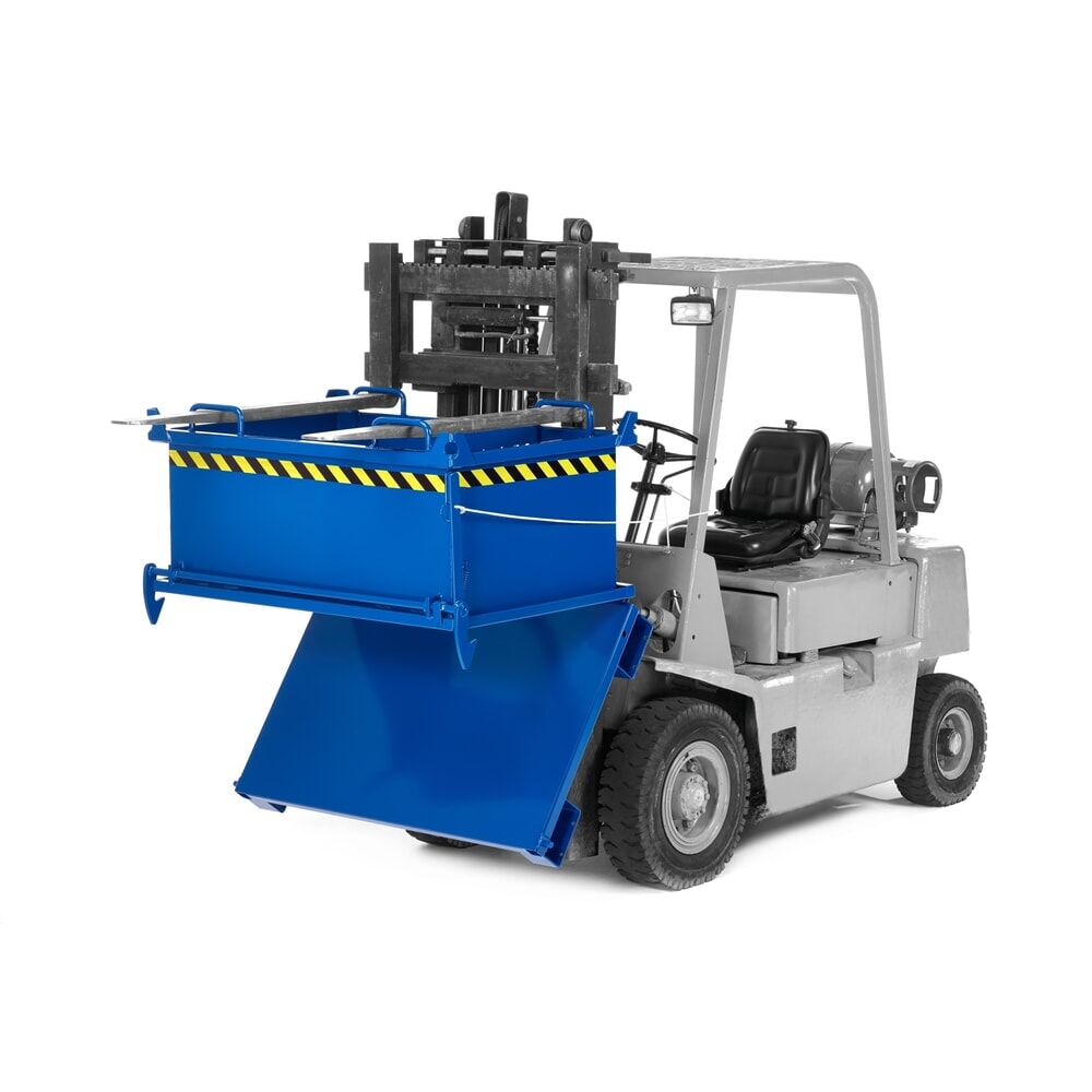 N° de l'image du produit 2 : RR-Industrietechnik® Benne à fond basculant type RBB, volume 0,5 m³, RAL 5010 bleu gentiane