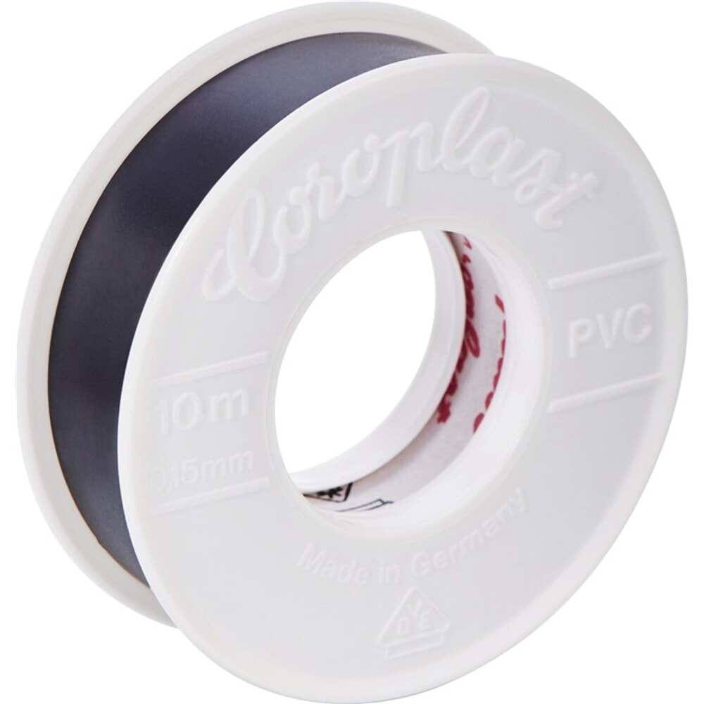 N° de l'image du produit 1 : Ruban isolant électrique 302 gris longueur 10 m largeur 15 mm rouleau COROPLAST