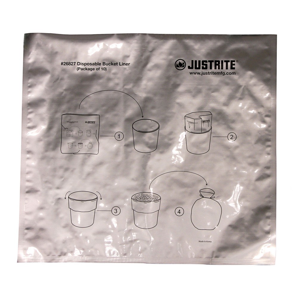 N° de l'image du produit 2 : Sacs poubelle pour cendrier sur pied de sécurité Justrite®, revêtement alu, paquet de 10