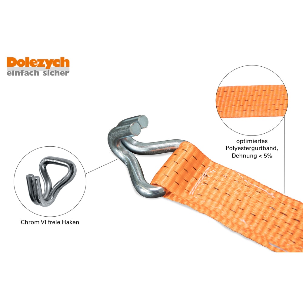 N° de l'image du produit 2 : Dolezych Domulti 5000 Sangle d'arrimage avec cliquet à levier long et crochet profilé, longueur 8 m