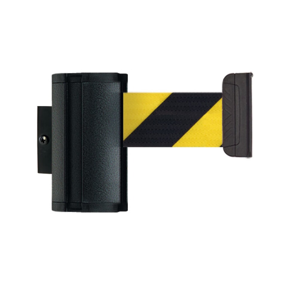 Illustration du produit: Sangle murale de délimitation M à accrocher, longueur 2,3 m, strié en diagonale noir/jaune