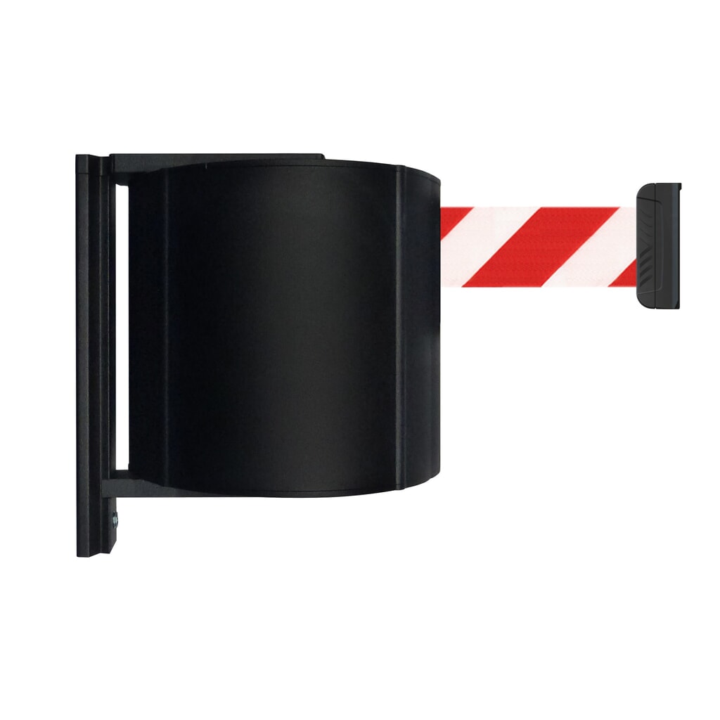 Illustration du produit: Sangle murale de délimitation XXXL à accrocher, longueur 20 m, strié en diagonale rouge/blanc