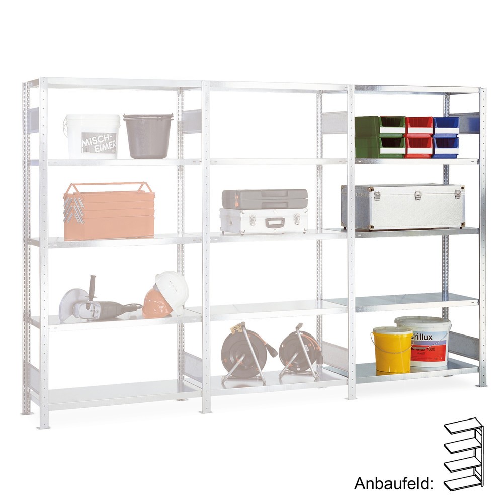 Illustration du produit: Travée auxiliaire pour kit complet de rayonnage à tablettes SCHULTE, charge par tablette 100 kg, HxlxP 2 000 x 1 000 x 400 mm