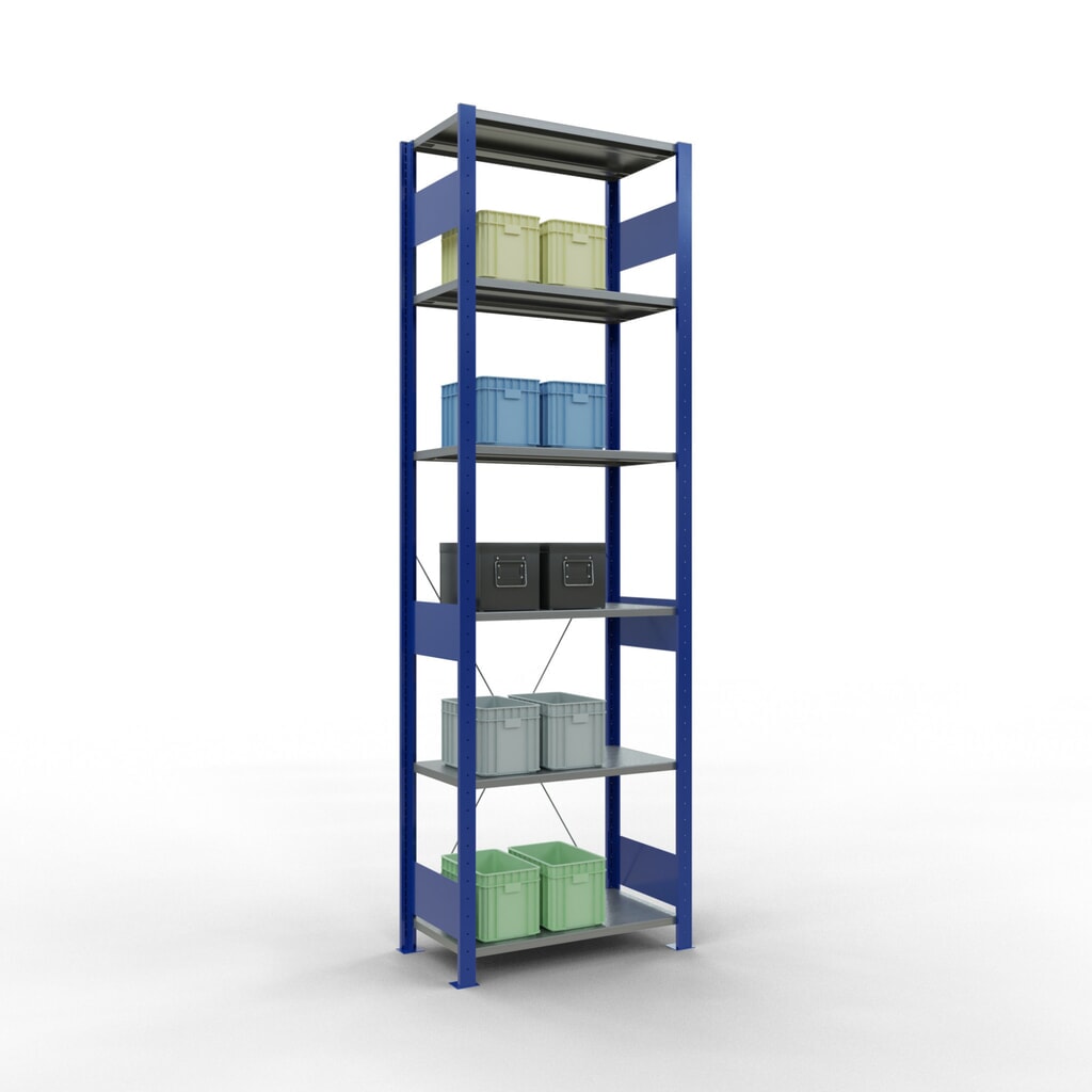 N° de l'image du produit 3 : SCHULTE Rayonnage à tablettes, bleu gentiane / galvanisé, charge par tablette 150 kg, HxlxP 2 500 x 810 x 436 mm