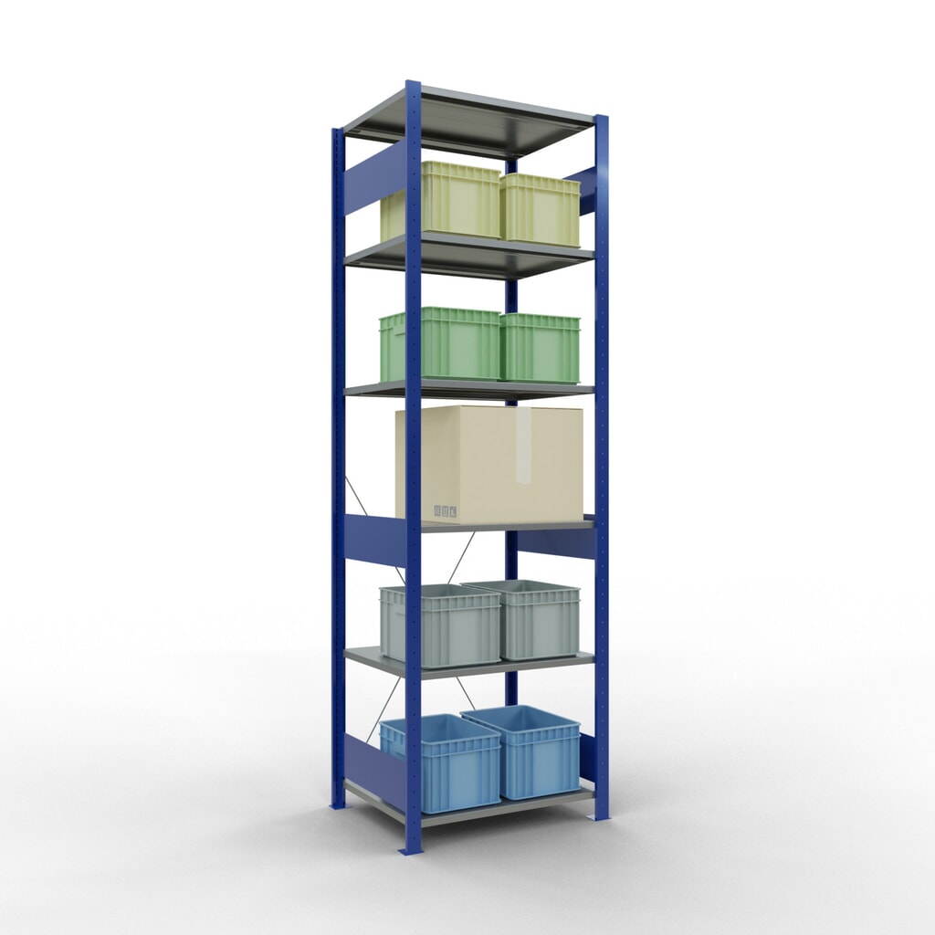N° de l'image du produit 3 : SCHULTE Rayonnage à tablettes, bleu gentiane / galvanisé, charge par tablette 150 kg, HxlxP 2 500 x 810 x 636 mm