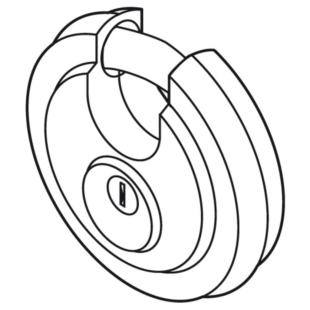 Serrure à disque pour bac à outils avec construction en tôle trapézoïdale Illustration du produit: Serrure à disque pour bac à outils avec construction en tôle trapézoïdale