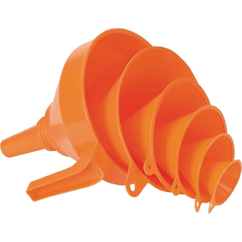Jeu d'entonnoirs 6 pièces 50, 75, 100, 120, 150, 160 mm HDPE PRESSOL Illustration du produit: Jeu d'entonnoirs 6 pièces 50, 75, 100, 120, 150, 160 mm HDPE PRESSOL