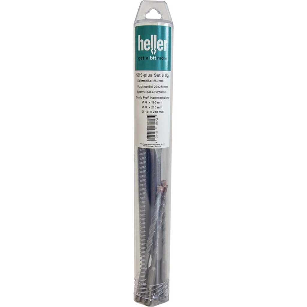 Jeu d'outils à enficher SDS-plus 6 pièces avec forets point./plat/Spat+ SDS HELL Illustration du produit: Jeu d'outils à enficher SDS-plus 6 pièces avec forets point./plat/Spat+ SDS HELL