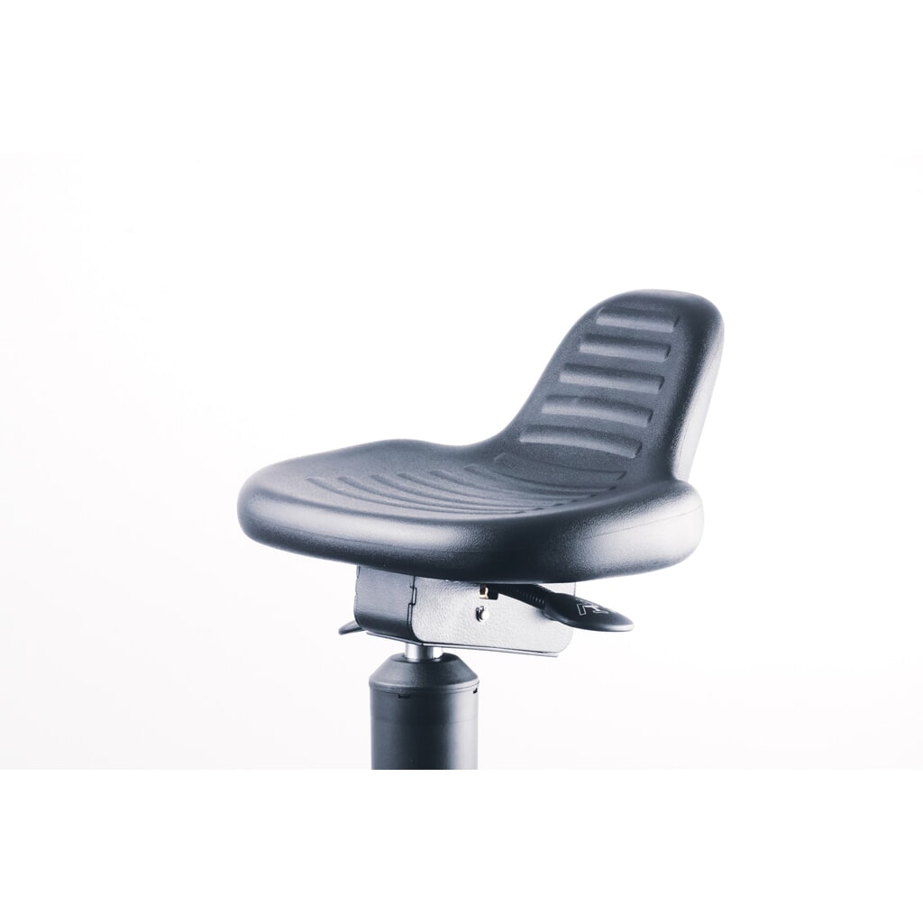 Siège assis-debout, assise en PU pivotante et inclinable, hauteur d’assise 620-890 mm, base acier, dossier court N° de l'image du produit 7 : Siège assis-debout, assise en PU pivotante et inclinable, hauteur d’assise 620-890 mm, base acier, dossier court
