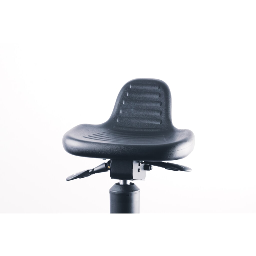 Siège assis-debout, assise en PU pivotante et inclinable, hauteur d’assise 620-890 mm, base acier, dossier court N° de l'image du produit 8 : Siège assis-debout, assise en PU pivotante et inclinable, hauteur d’assise 620-890 mm, base acier, dossier court