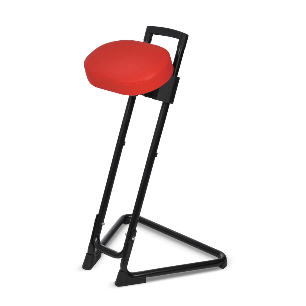 Siège assis-debout, assise en similicuir basculante et inclinable, hauteur d’assise 600-850 mm, rouge feu/noir N° de l'image du produit 2 : Siège assis-debout, assise en similicuir basculante et inclinable, hauteur d’assise 600-850 mm, rouge feu/noir