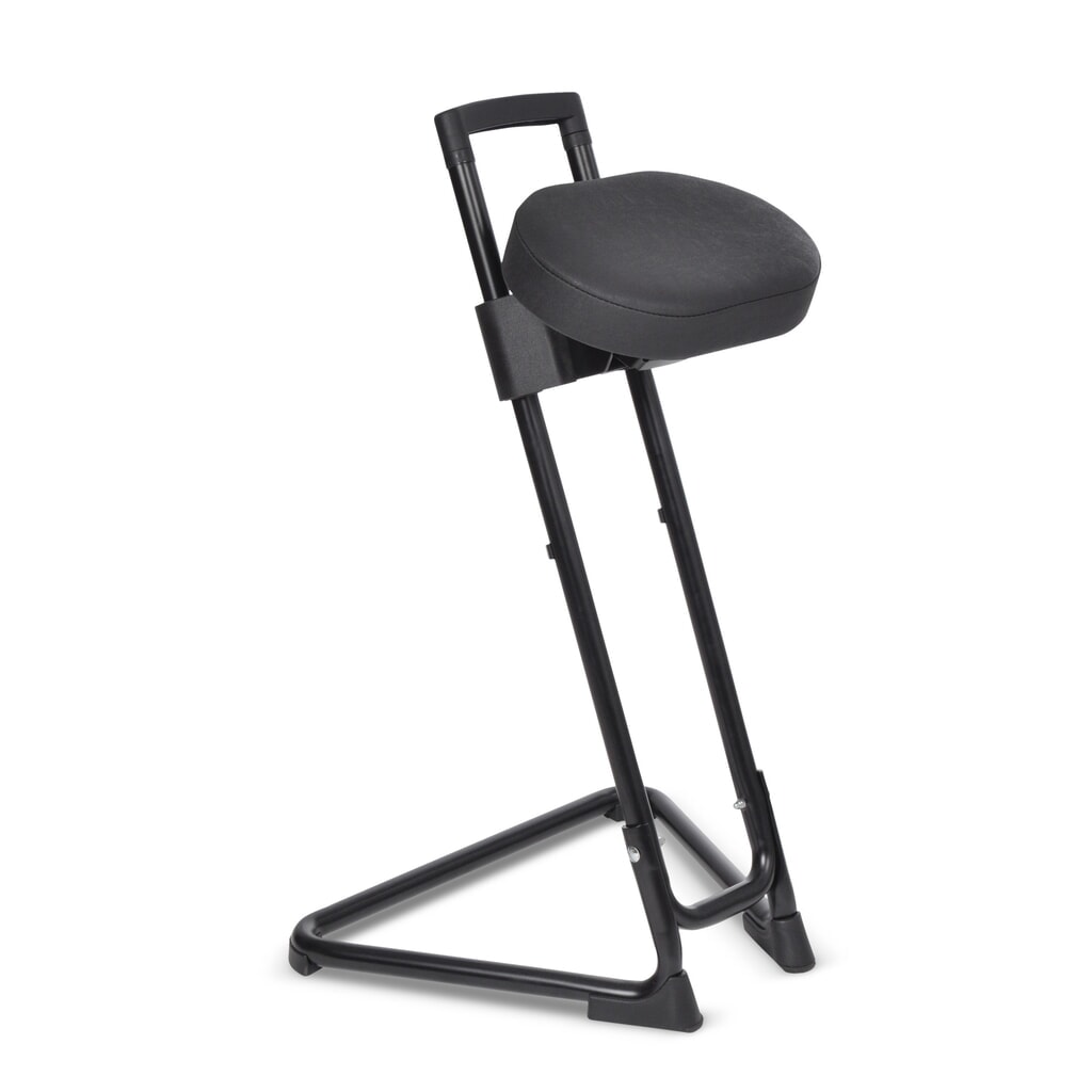Siège assis-debout, assise en similicuir basculante et inclinable, hauteur d’assise 600-850 mm, rouge feu/noir N° de l'image du produit 3 : Siège assis-debout, assise en similicuir basculante et inclinable, hauteur d’assise 600-850 mm, rouge feu/noir