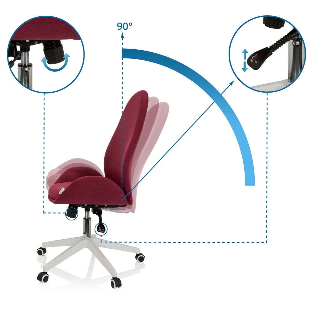 N° de l'image du produit 3 : Chaise de bureau / chaise pivotante hjh OFFICE AVEA I tissu, bordeaux