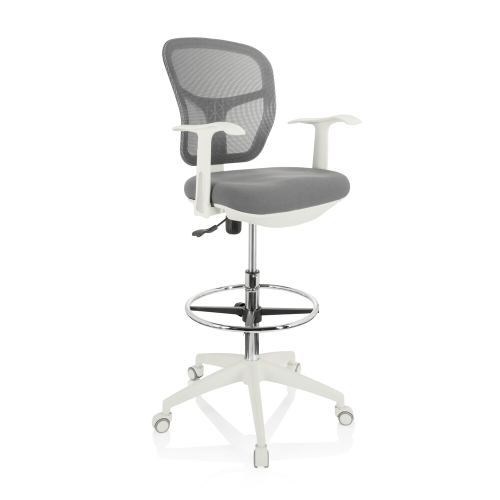 N° de l'image du produit 6 : Chaise de travail / siège de comptoir hjh OFFICE TOP WORK 108 W maille / tissu, gris