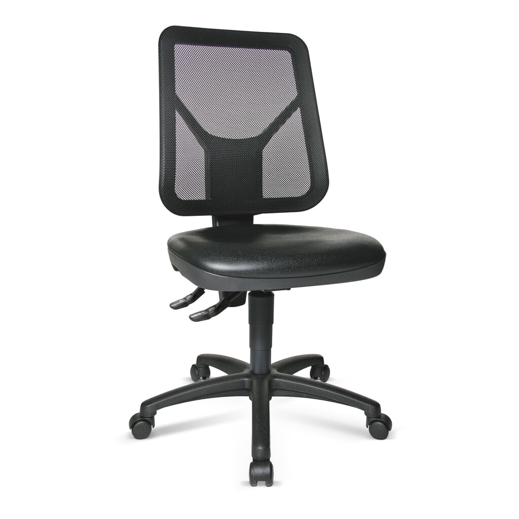 Chaise de travail pivotante Topstar® Tec 80 PK, hauteur d'assise 410--530 mm, dossier en mesh, roulettes, noir Illustration du produit: Chaise de travail pivotante Topstar® Tec 80 PK, hauteur d'assise 410--530 mm, dossier en mesh, roulettes, noir