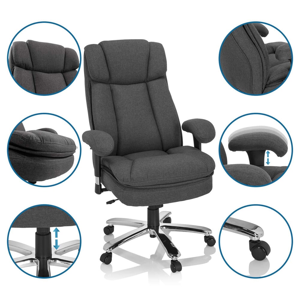 N° de l'image du produit 11 : Siège pour personne forte / siège de bureau hjh OFFICE BUILDER XXL I tissu, gris foncé