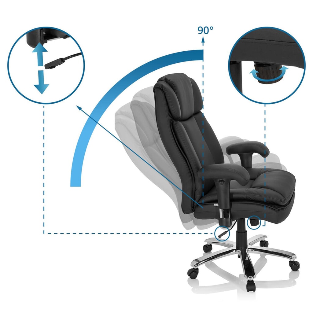 Siège pour personne forte / siège de bureau hjh OFFICE BUILDER XXL I PU similicuir, noir N° de l'image du produit 10 : Siège pour personne forte / siège de bureau hjh OFFICE BUILDER XXL I PU similicuir, noir