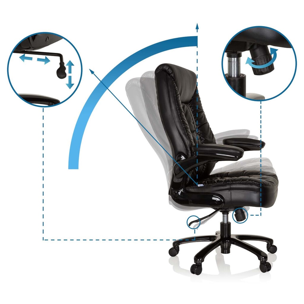 Siège pour personne forte / siège de bureau hjh OFFICE INSTRUCTOR III XXL cuir, noir N° de l'image du produit 10 : Siège pour personne forte / siège de bureau hjh OFFICE INSTRUCTOR III XXL cuir, noir