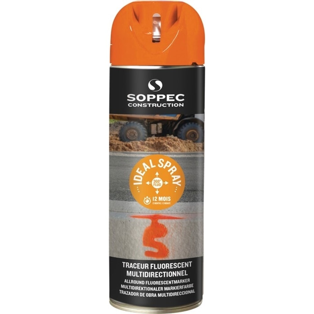 Illustration du produit: SOPPEC Aérosol de marquage IDEAL, 500 ml, orange fluo, aérosol