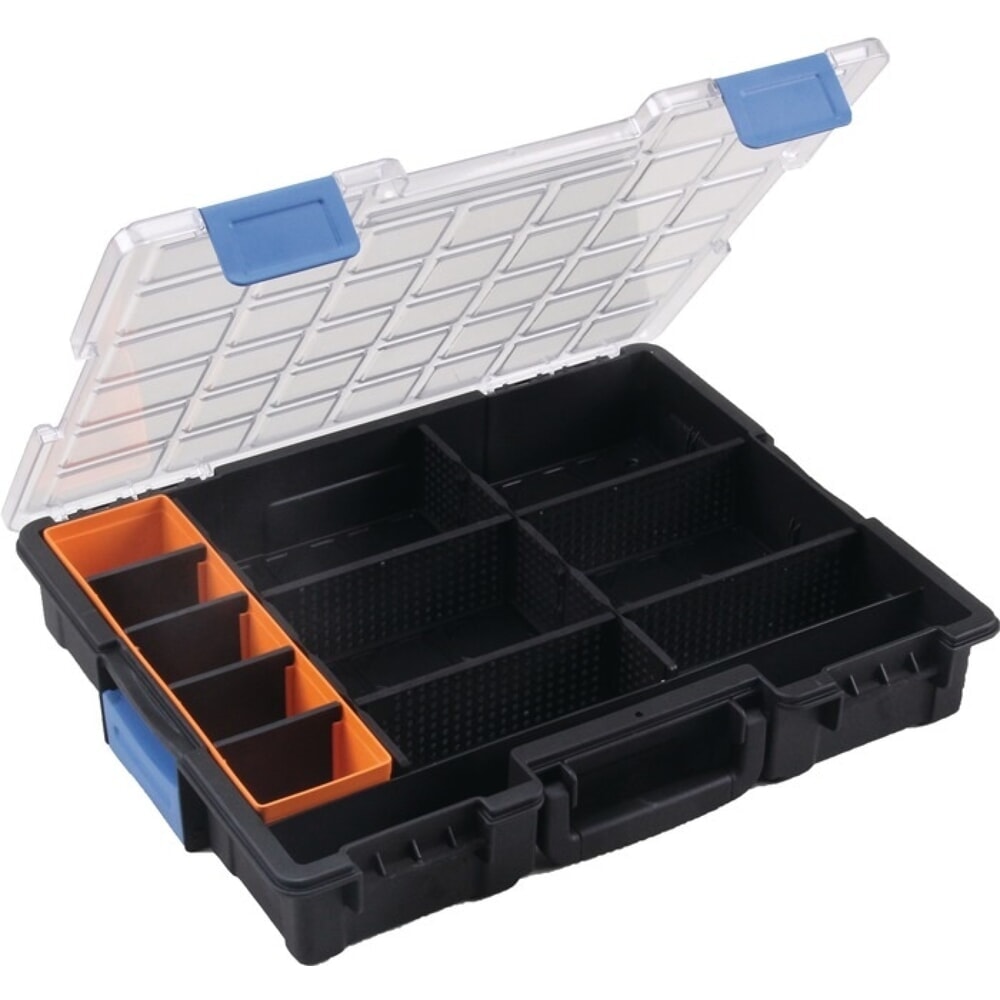 Illustration du produit: Sortimentskasten Euro Plus Pro, 12 Fächer 10 Trennstege, B440xT355xH76mm, transparent schwarz