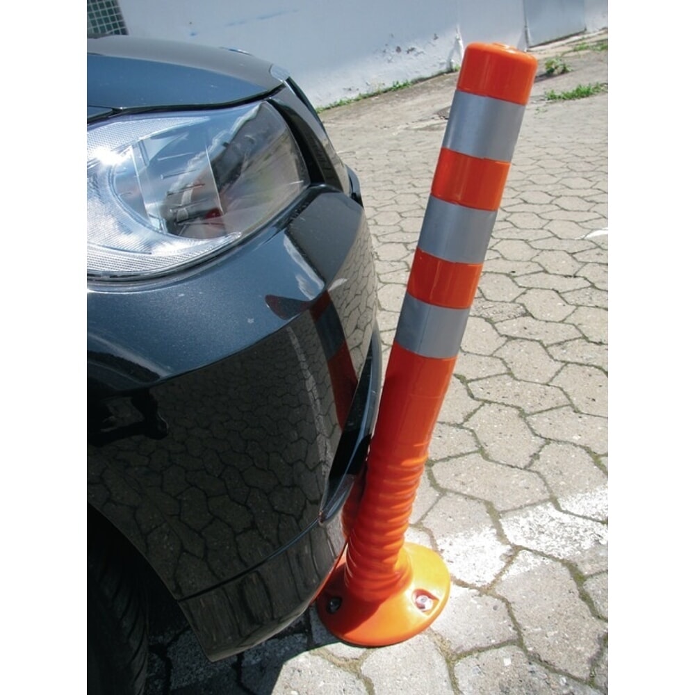 N° de l'image du produit 2 : Sperrpfosten, zum Aufschrauben m.Befestigungsmaterial, PU schwarz/gelb Ø 80 mm, Höhe über Flur 1000 mm