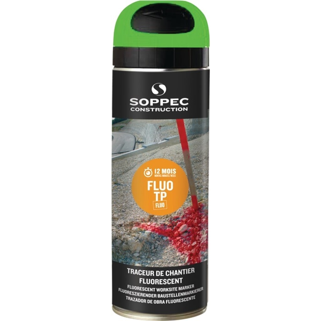N° de l'image du produit 1 : Traceur de chantier FLUO TP rouge fluo 500 ml bombe aérosol SOPPEC