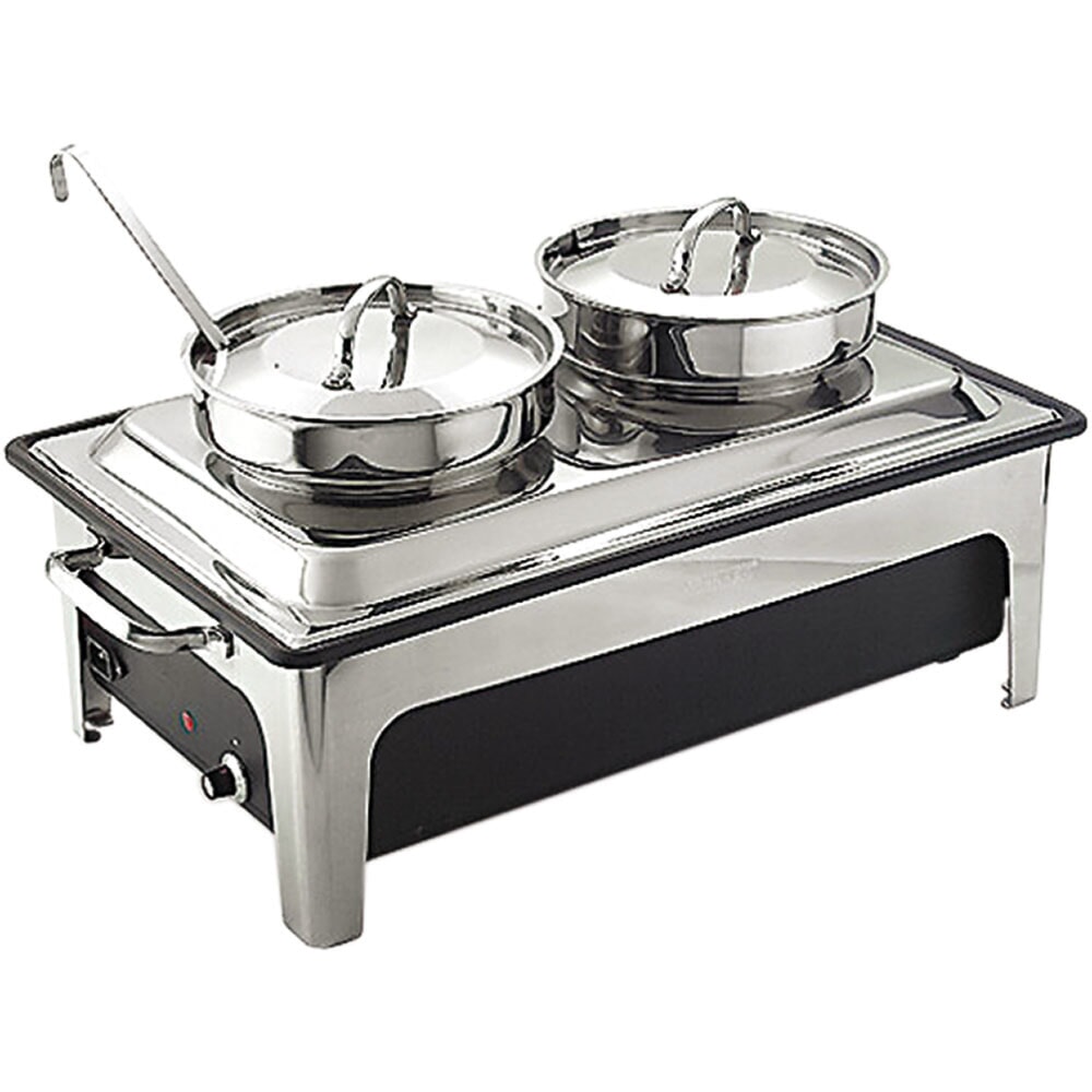 N° de l'image du produit 1 : Station de soupe électrique Stalgast, bac en plastique, 2 x 4 litres, avec deux louches à soupe