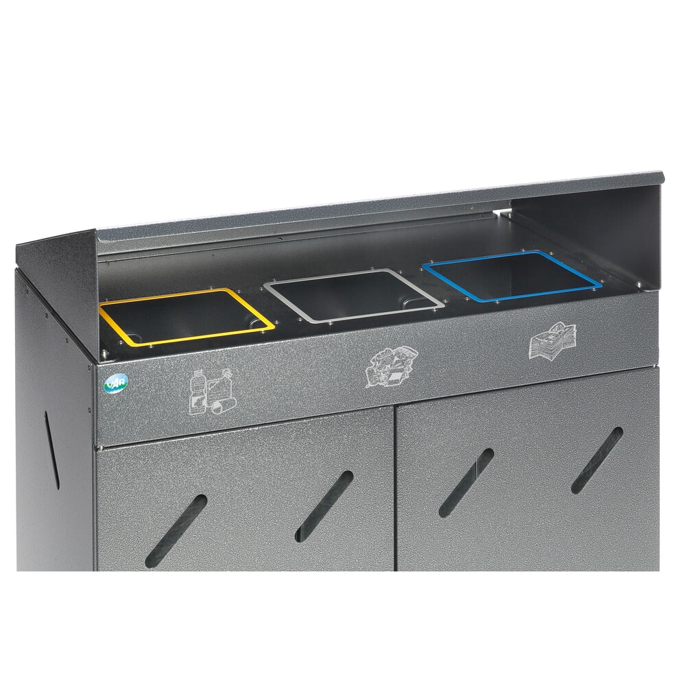 N° de l'image du produit 3 : Station de tri VAR® WS 89, ouvertures d'insertion, 3x 100 litres, argent antique