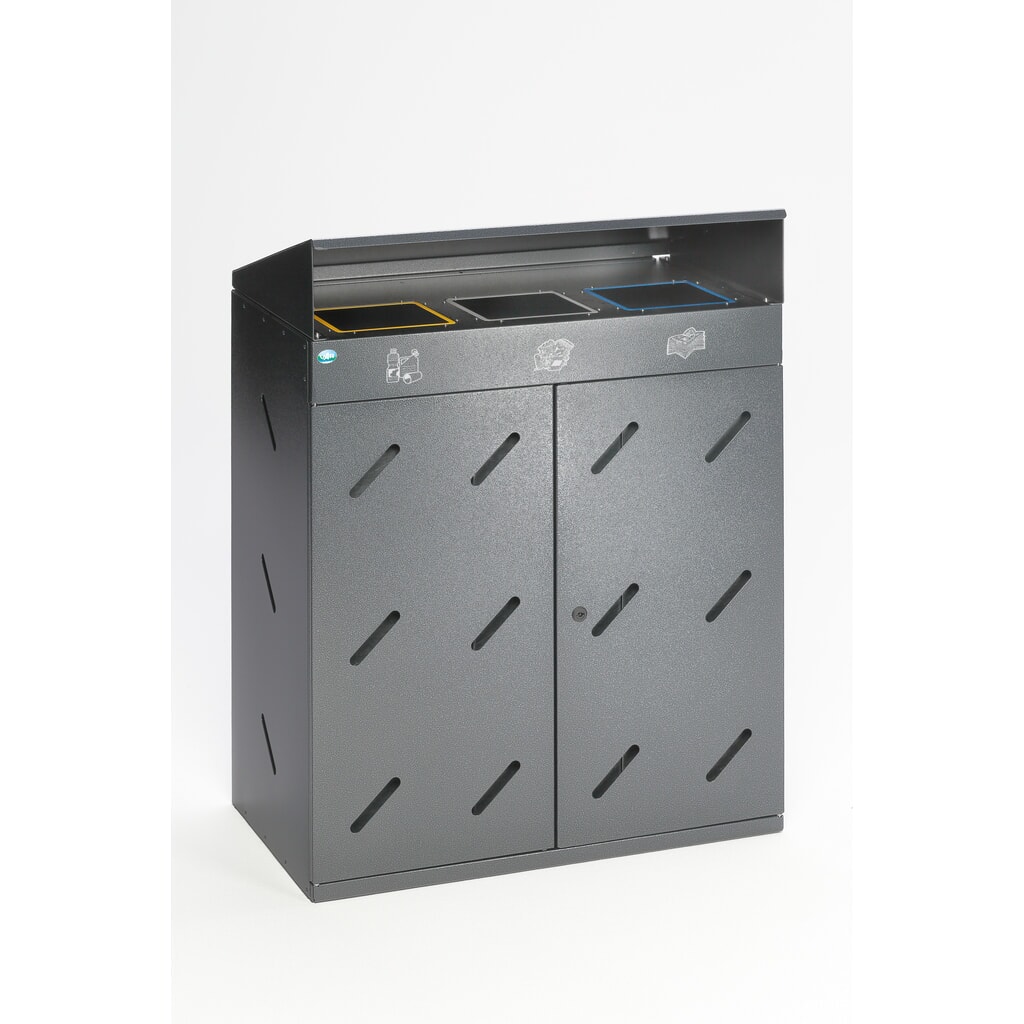 Station de tri VAR® WS 89, ouvertures d'insertion, 3x 100 litres, argent antique Illustration du produit: Station de tri VAR® WS 89, ouvertures d'insertion, 3x 100 litres, argent antique