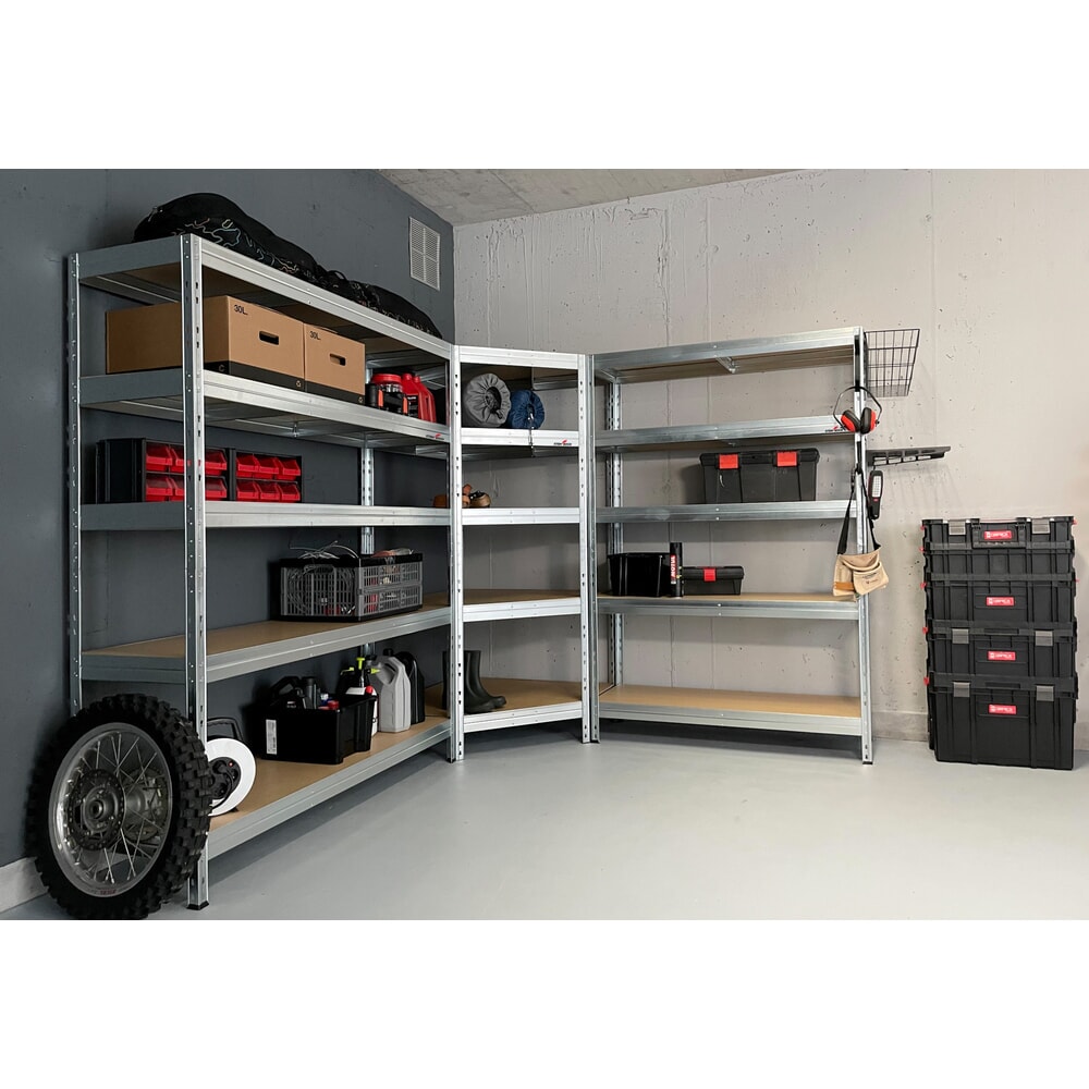 N° de l'image du produit 8 : Steinbock® Rayonnage à tablettes Rivet 1 galvanisé, charge par tablette 250 kg, HxlxP 1 800 x 900 x 450 mm