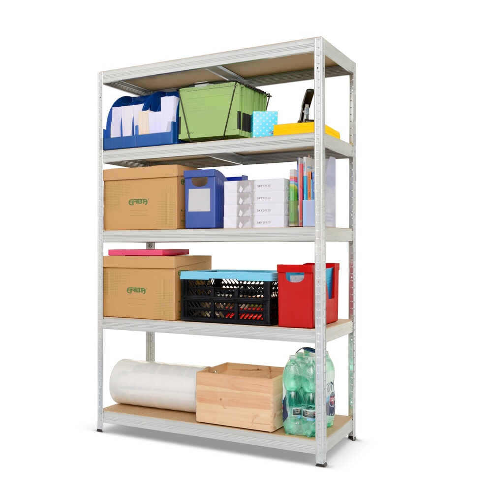 N° de l'image du produit 2 : Steinbock® Rayonnage à tablettes type M galvanisé, charge par tablette 150 kg, HxlxP 1 800 x 1 200 x 450 mm
