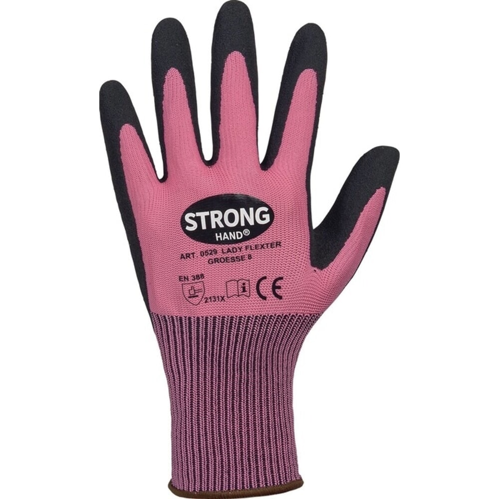 N° de l'image du produit 2 : STRONGHAND Handschuhe LADY FLEXTER, EN 420/EN 388 PSA-Kategorie II, Größe 6 pink/schwarz