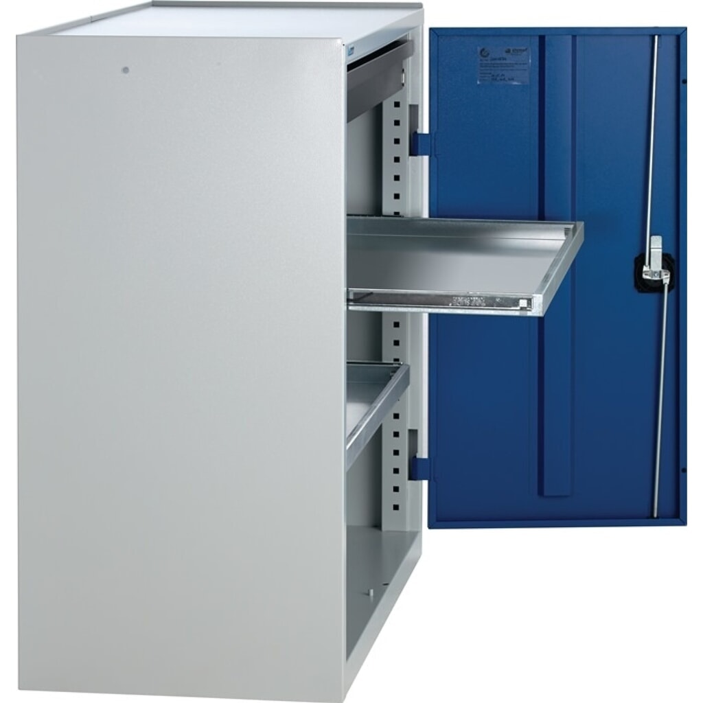 N° de l'image du produit 2 : Armoire à outils / armoire d'appoint stumpf®, 1 tiroir, 2 tablettes, H 1 000 x L 1 000 x P 500 mm, gris clair, RAL 7035 / bleu gentiane, RAL 5010