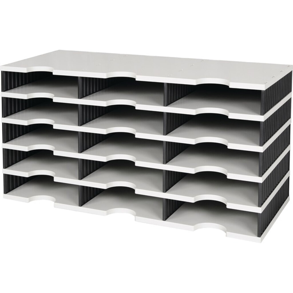 styro Sortierablage Trio, H363xB723xT331mm, 15 Fächer, Polystyrol grau/schwarz Illustration du produit: styro Sortierablage Trio, H363xB723xT331mm, 15 Fächer, Polystyrol grau/schwarz