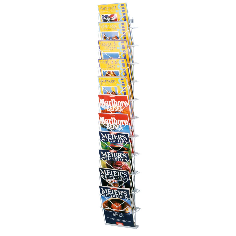 Illustration du produit: Support mural pour magazines, 11 compartiments en fil métallique avec revêtement