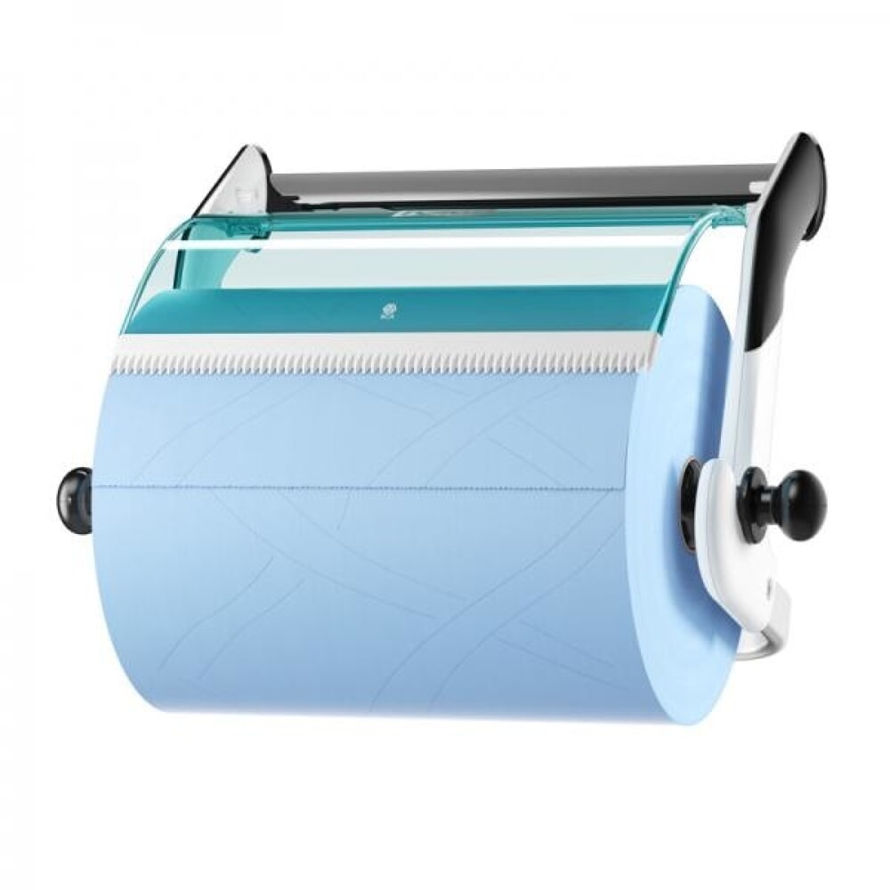 Illustration du produit: Support mural TORK® Performance pour grands rouleaux, blanc/turquoise
