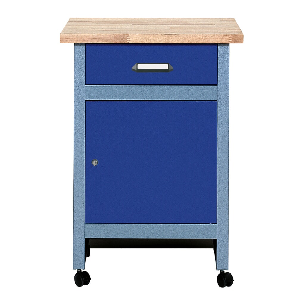 Table d’appoint pour établi avec 1 tiroir + 1 porte, lxP 600 x 600 mm, bleu Illustration du produit: Table d’appoint pour établi avec 1 tiroir + 1 porte, lxP 600 x 600 mm, bleu