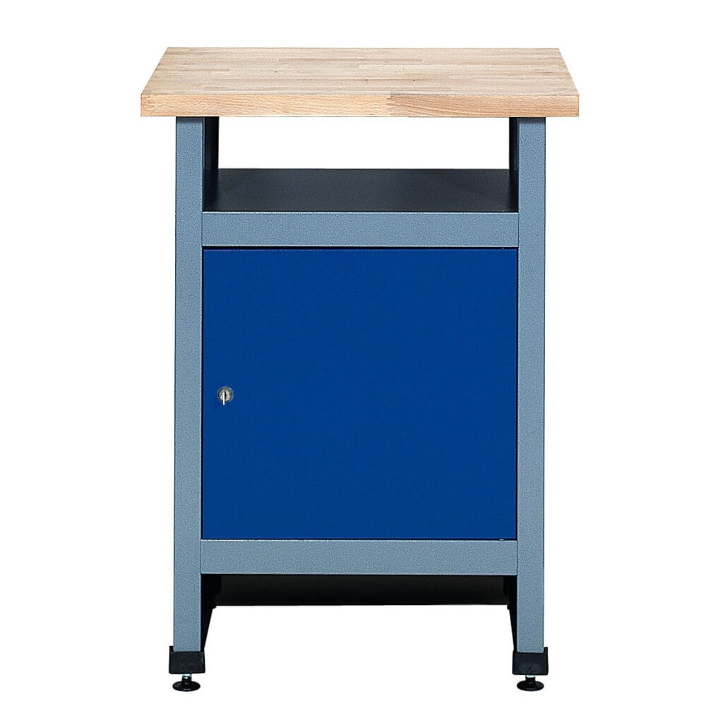 Table d’appoint pour établi avec porte et tablette, l x P, 600 x 600 mm, bleu Illustration du produit: Table d’appoint pour établi avec porte et tablette, l x P, 600 x 600 mm, bleu