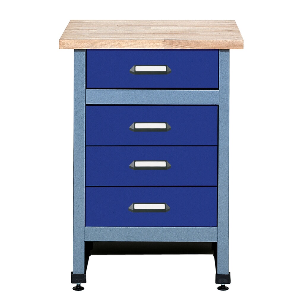 Illustration du produit: Table d’appoint pour établi avec 4 tiroirs, l x P, 600 x 600 mm, bleu
