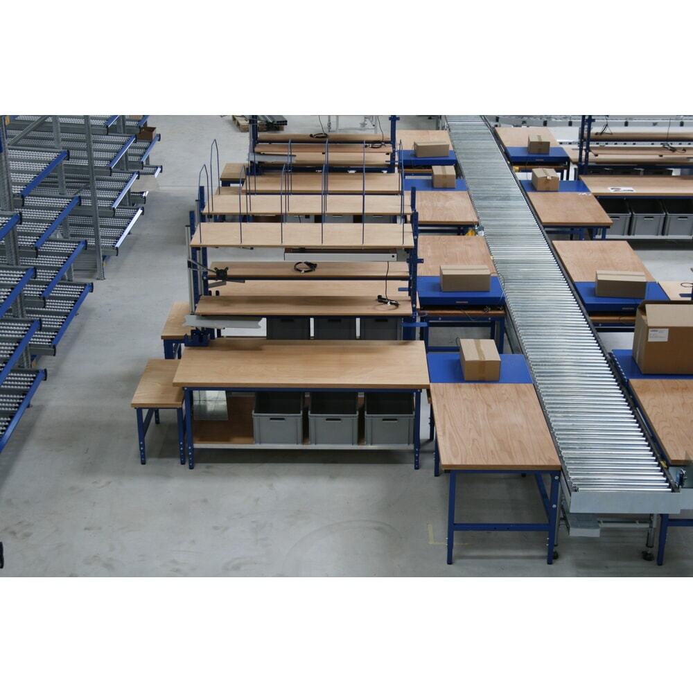 N° de l'image du produit 2 : DAHMEN Table d’emballage Multiplex réglable manuellement en hauteur, simple face, H x l x P 710-960 x 2 000 x 900 mm
