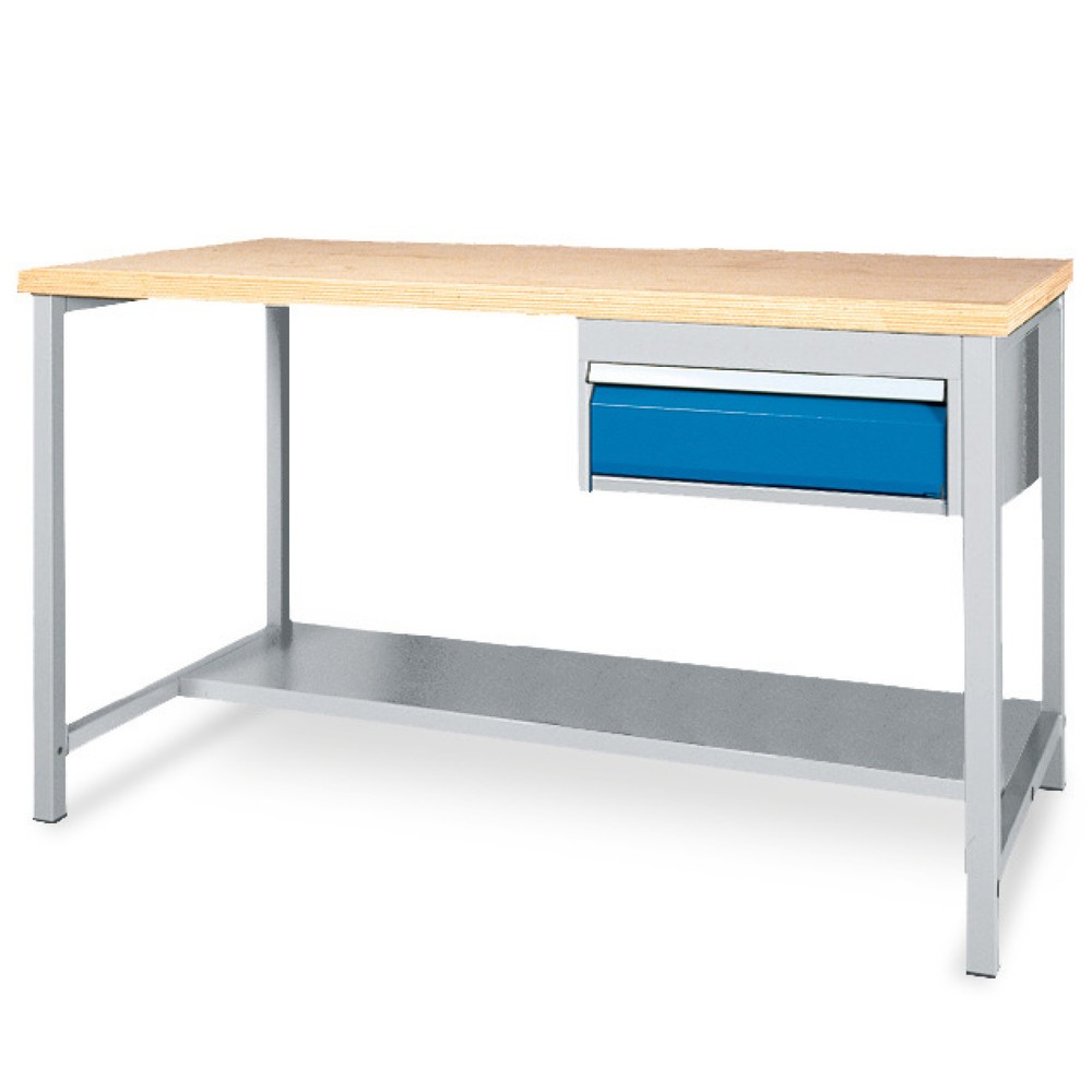 Illustration du produit: Table d’établi avec tablette de rangement + 1 tiroir Bedrunka+Hirth, capacité de charge de 200 kg, H x l x P 859 x 2 000 x 750 mm