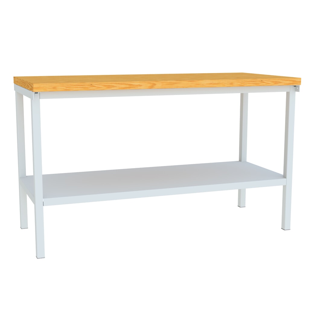 Table d’établi PAVOY avec tablette, H x l x P 900 x 1 500 x 700 mm, gris clair N° de l'image du produit 1 : Table d’établi PAVOY avec tablette, H x l x P 900 x 1 500 x 700 mm, gris clair