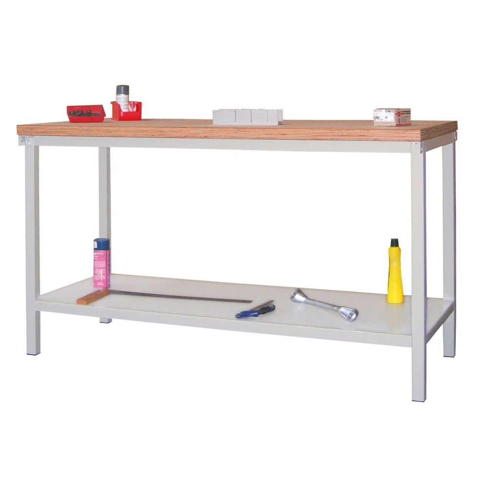 Illustration du produit: Table d’établi PAVOY avec tablette, H x l x P 900 x 2 000 x 700 mm, gris clair