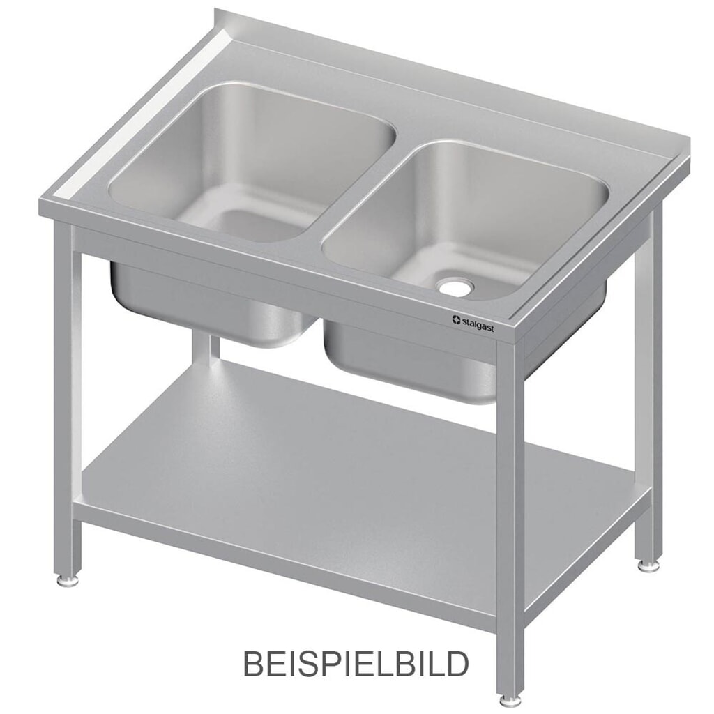 Illustration du produit: Table d’évier Stalgast avec fond 1000x700x850 mm, avec deux bacs avec rebord, soudé