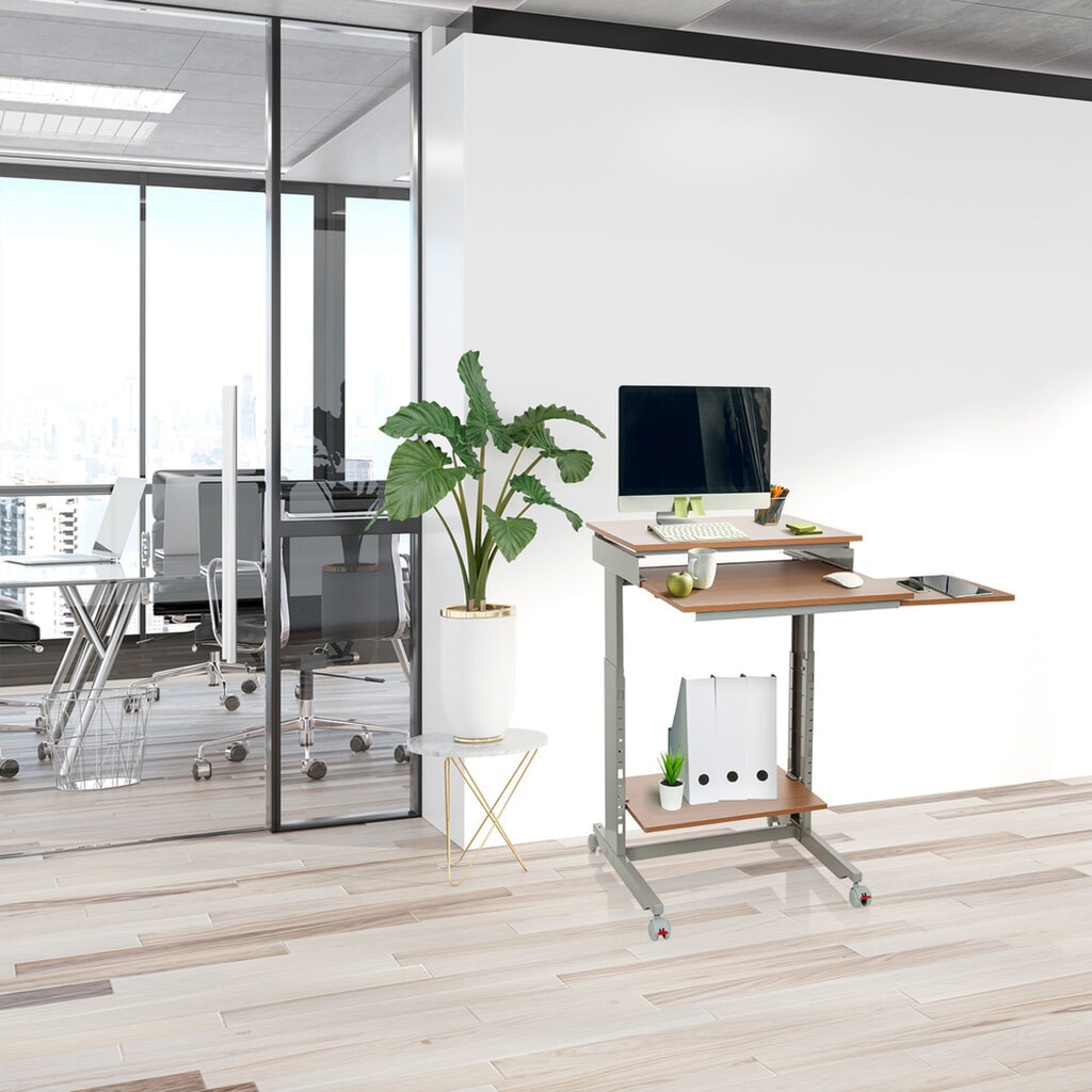 Table d'ordinateur / bureau hjh OFFICE WORKSTATION, gris / hêtre N° de l'image du produit 3 : Table d'ordinateur / bureau hjh OFFICE WORKSTATION, gris / hêtre